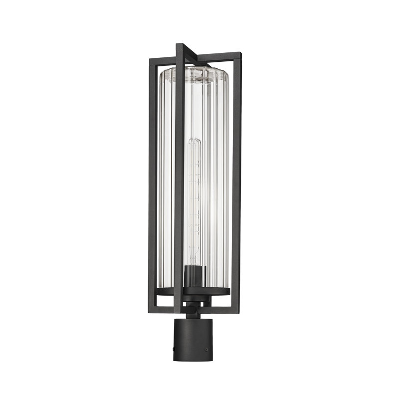 Stockton 1 Light Outdoor Post Mount Fixture in Black, 25.75'' H x 8'' W x 8'' D