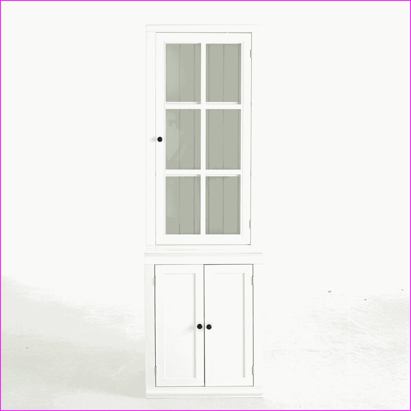 Cabinets | Snow White Farmhouse Freestanding | 75.25'' Tall | Tempered Glass Door | Double-Action | MDF | Living Room