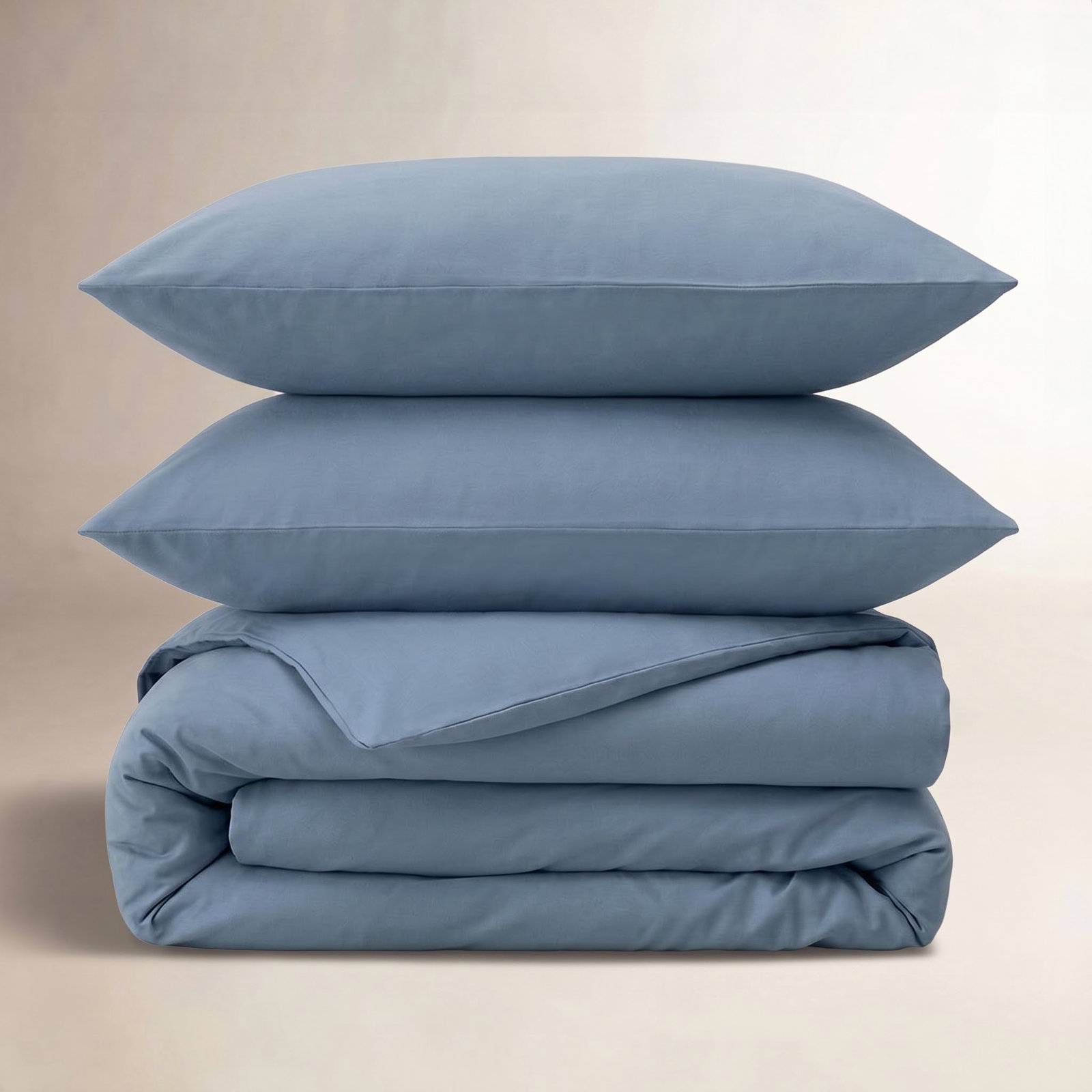 Double Stitch Duvet Cover Set, King Duvet Cover + 2 Shams, Windward Blue