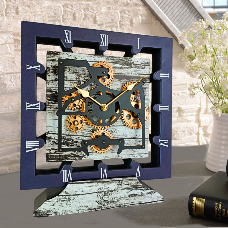 Solid Wood Wall Clock, Grey/White
