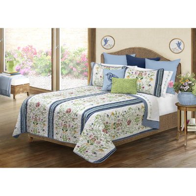 Ensemble de courtepointe moderne et contemporaine en microfibre blanche et verte Luxury Bedding Collection