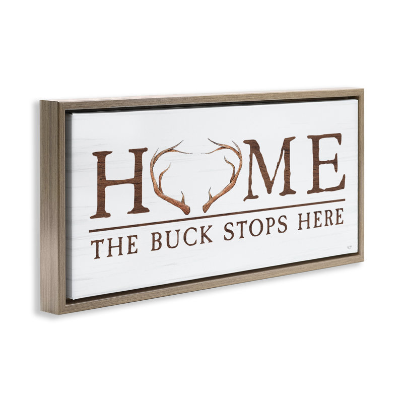 Cadre flottant Buck Stops Here, par Lux + Me Designs, H 11 po x l 25 po, Cadre flottant orme Montalcino