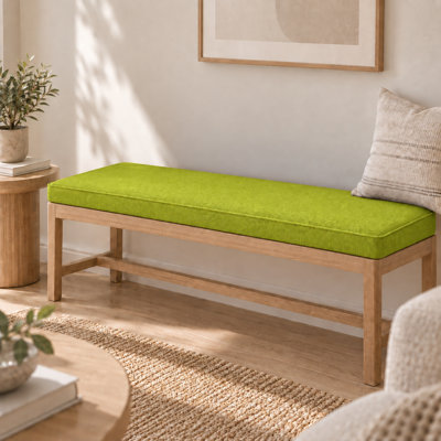 Coussin de banc sur mesure de 9,1 cm d'épaisseur pour intérieur et extérieur, avec revêtement imitation lin, mousse haute résilience 75D, fond antidérapant et passepoil simple.