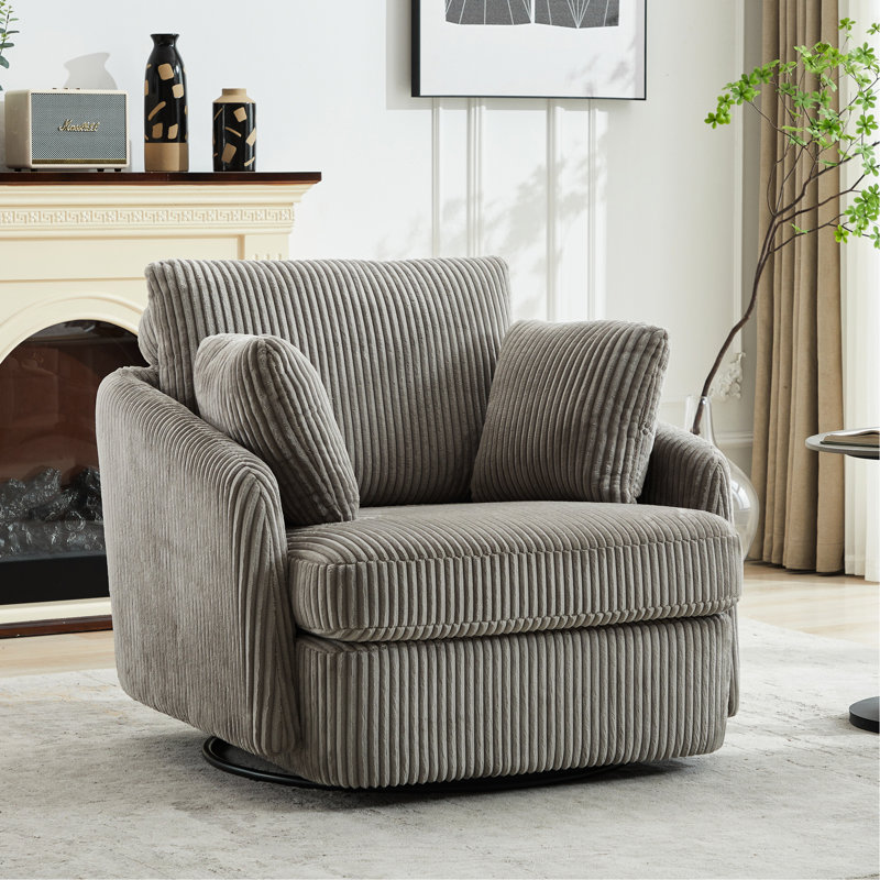 Fauteuil relax en velours côtelé gris - capacité de poids de 450 lb Matériau de revêtement de la chaise pivotante