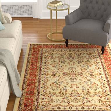 Theresa Oriental Ivory/Red Area Rug Charlton Home Rug Size: Rectangle 3'3 x 5'3