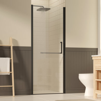 29-30-inch Matte Black Frameless Pivot Shower Door