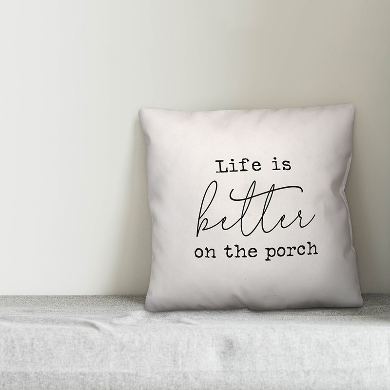 Textual Outdoor Throw Pillow, 20" x 20" , Off White/Black