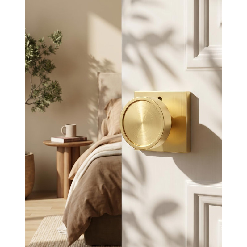 Intérieur de boutons de porte dorés, bouton de porte d'intimité en alliage de zinc, boutons de porte intérieurs dorés brossés pour salle de bain de chambre à coucher, paquet de 1