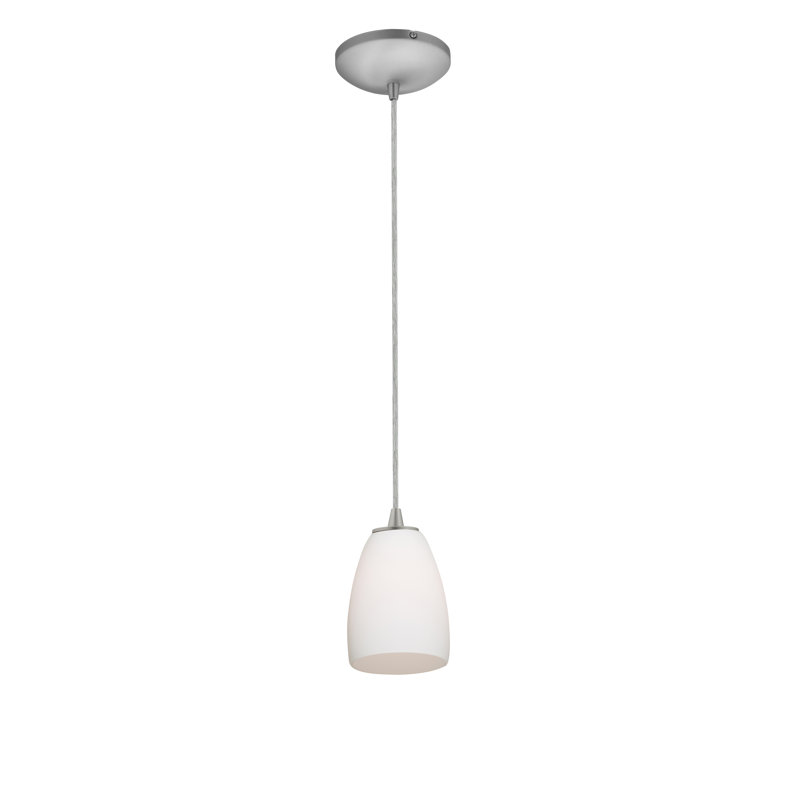 Phinney 1 - Light Single Pendant, Brushed Steel, Cord, Opal