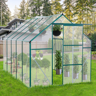 Serre en polycarbonate de 6 x 10 pi avec cadre pour système de drainage en aluminium pour jardin extérieur