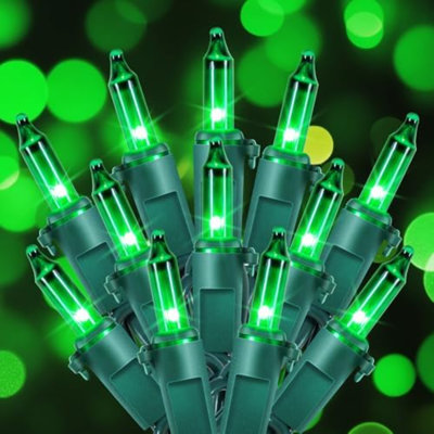 St. Patrick's Day Mini String Lights, 2PACK 50Count 13Feet Incandescent Bulb Waterproof Green Fairy Lights Plug in for Indoor Outdoor Halloween Party Patio Christmas Decor,Green