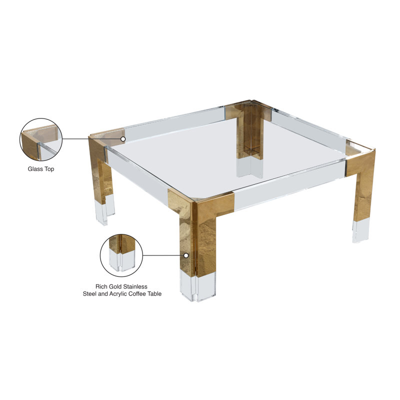Casper Glass Top Coffee Table, Gold