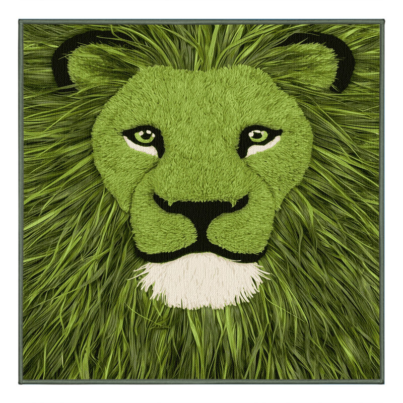  Tapis lavable à motif de gros chats lion, Carré 5 pi