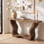 Console en bois massif 55,12 po avec base en forme de vague artistique