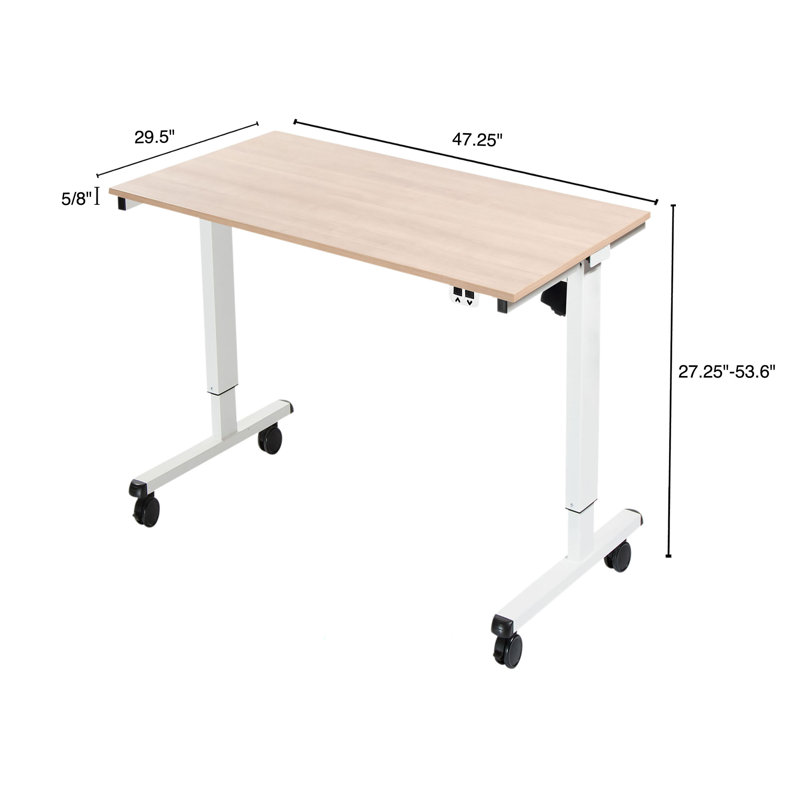 Adjustable Metal Base Standing Desk, 27.25" H x 47.25" W x 29.5" D, Natural Walnut/White
