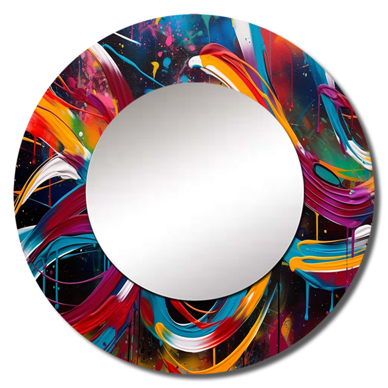 Radman Minimalisme Graffiti Artwork III - miroir mural unique à encre liquide, miroir moderne, impression d'art en métal