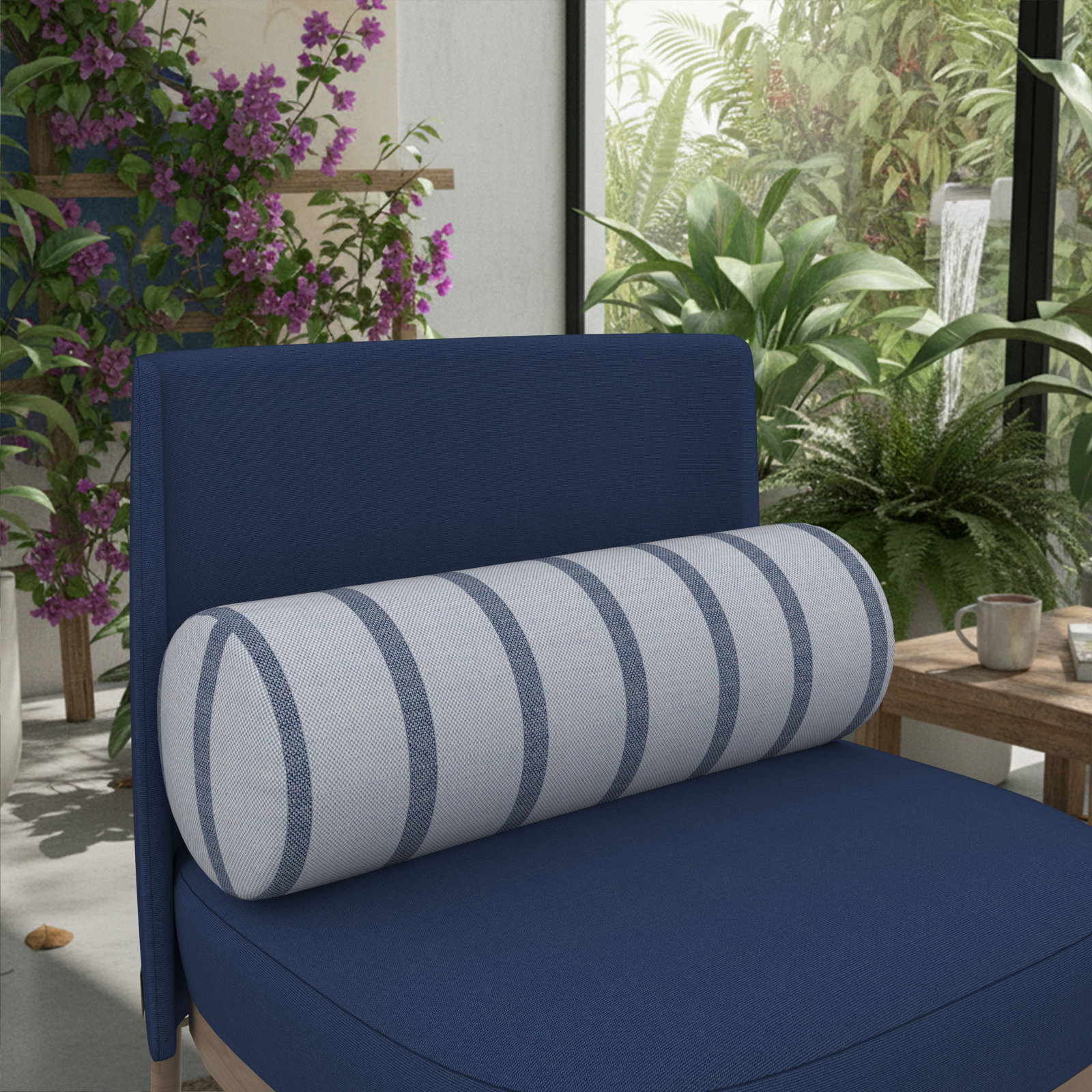 Amala Outdoor/Indoor Bolster Pillow, Unwind Sky