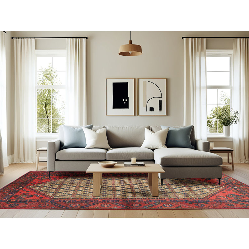 Rouge Tapis décoratif du Sud-Ouest Jupiter, Rectangle 6 pi x 9 pi