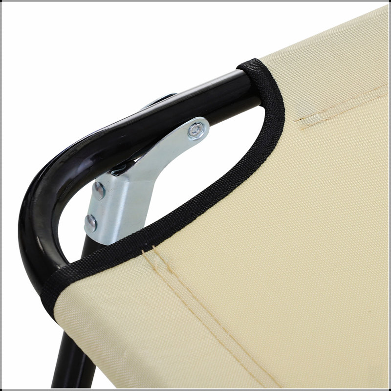 Foldable Outdoor Chaise Lounge Chair With 5-Level Reclining For Comfortable Camping And Tanning, Beige