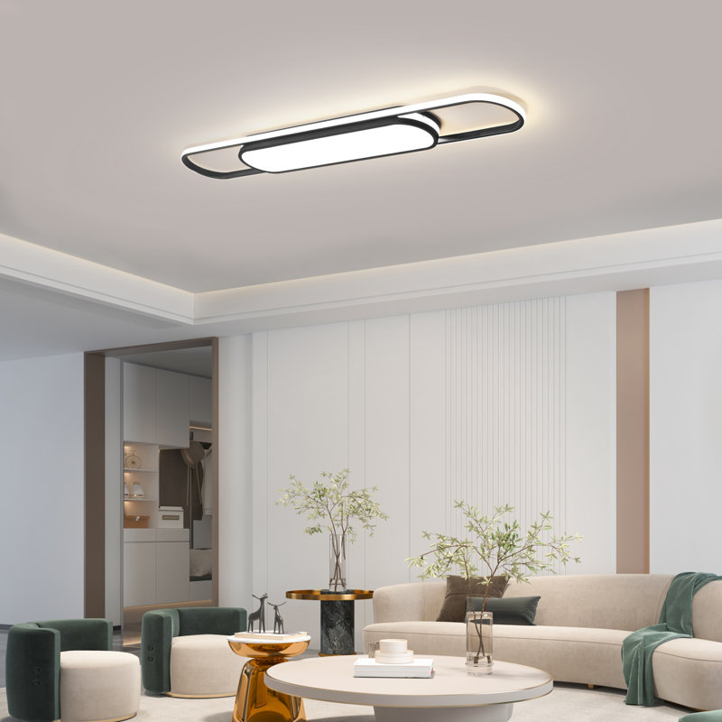 Muscato 1-Light LED Flush Mount, Black, 4.8" H x 140" W x 17" D