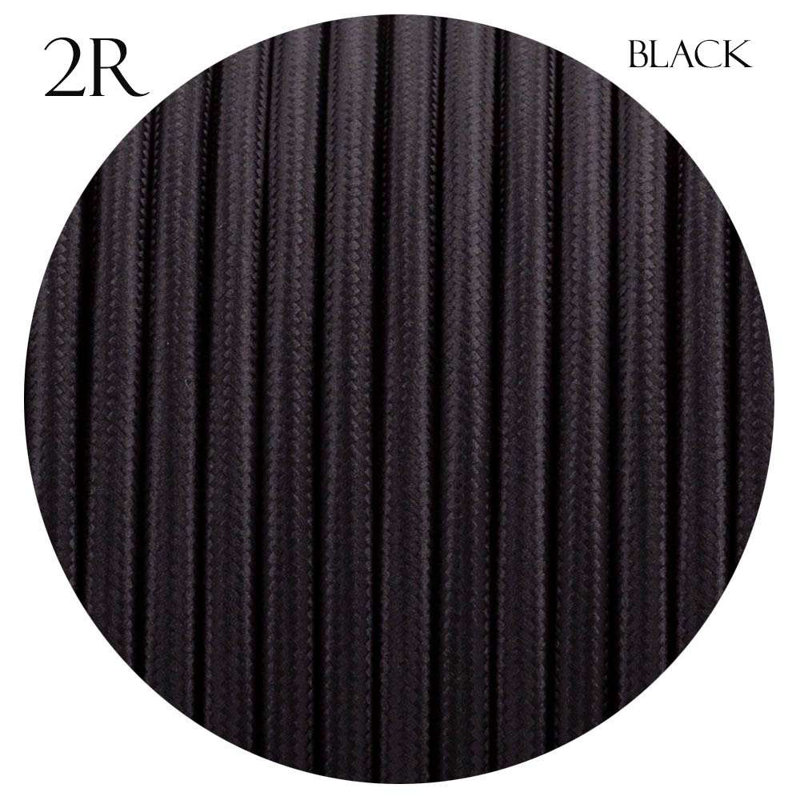 3m 2 Core Round Fabric Electrical Cable Braided Flex Cord for Lightning Lamp and DIY Projects, Black