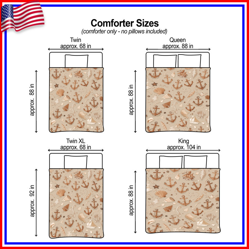 Anchor Seashell Pattern Comforter, Twin Extra Long