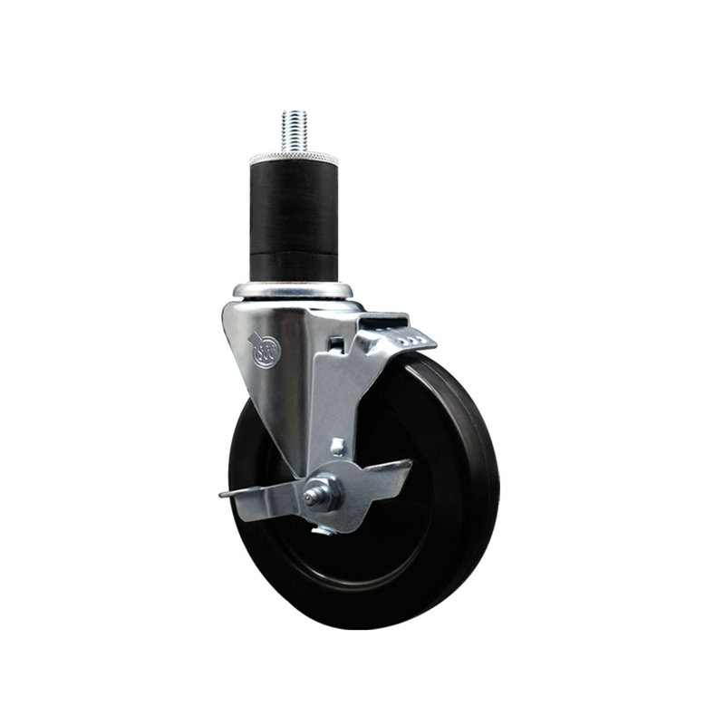 Roulettes pivotantes extensibles en caoutchouc souple de 1 3/4 po avec frein SCC