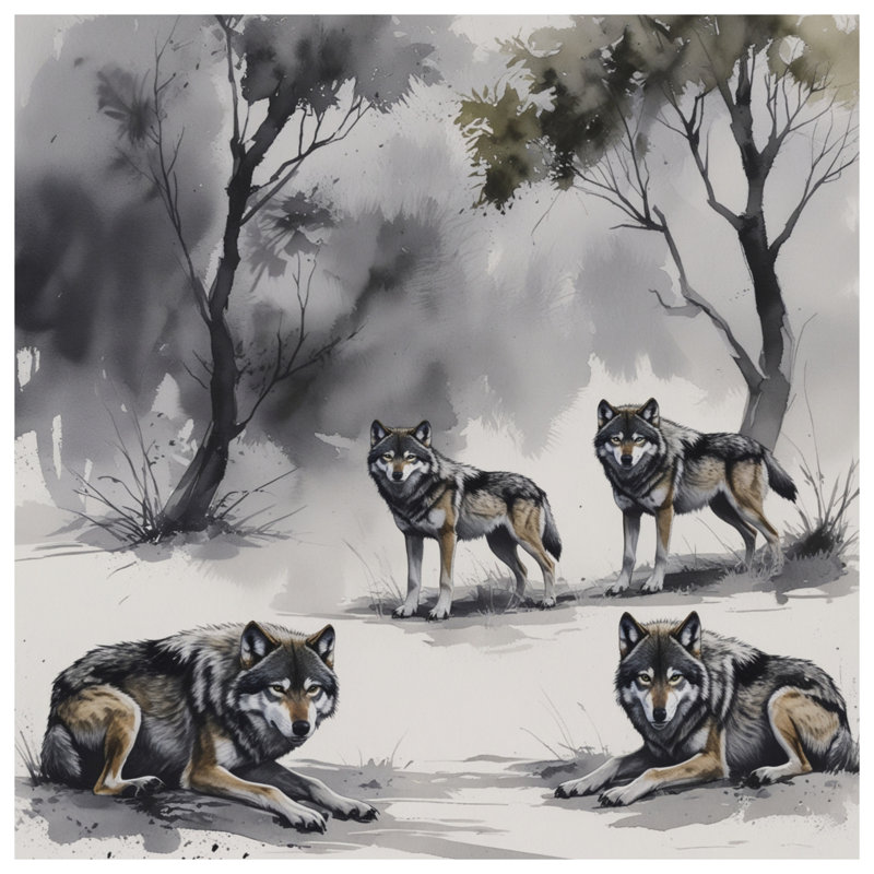 Tapis de bain gris loups dans la forêt, 34in W x 21in L