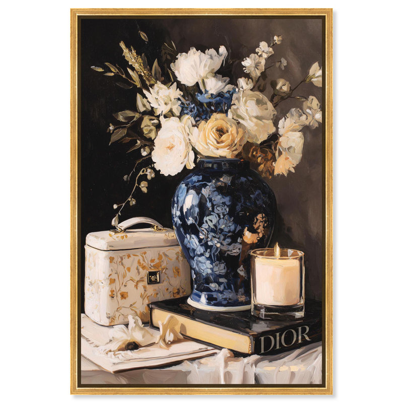 «Beautiful Vase Candles Kitchen Decor» par Art Remedy, H 54 po x l 36 po, Cadre doré