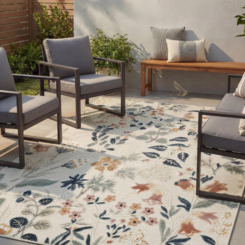 Floral Indoor / Outdoor Area Rug, Rectangle 160 x 230 cm