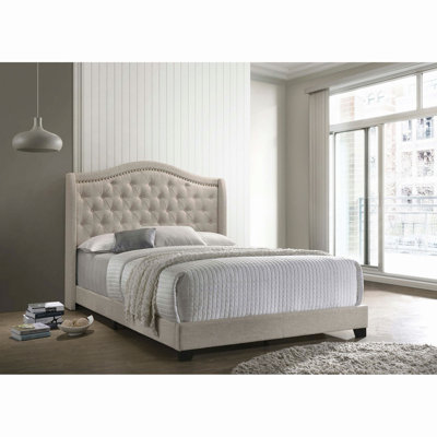 Copper Upholstered Wingback Bed