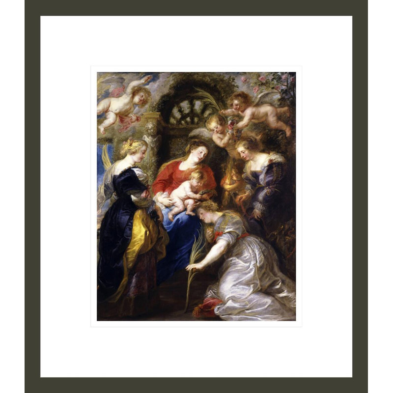Couronnement de Sainte-Catherine par Peter Paul Rubens, impression giclée encadrée, 15.74" H x 13.75" W