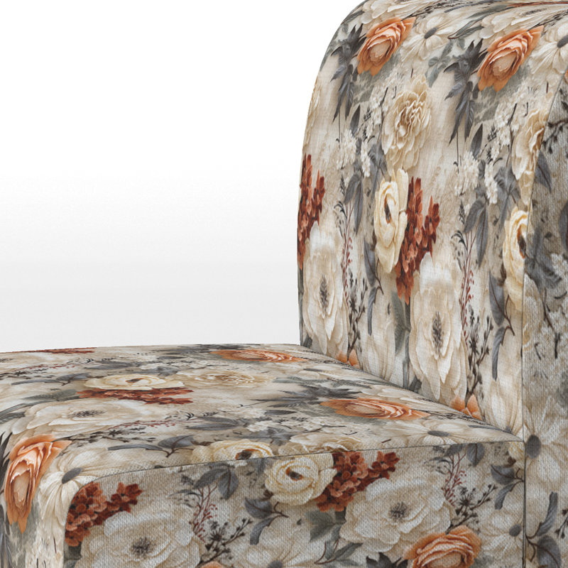 Rustic Victorian Brocade Victorian Motif - Chaise d'appoint de chalet rembourrée à motif floral