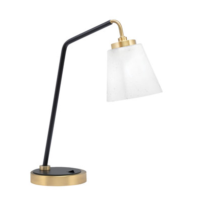 Lampe de bureau Waers illustrée avec un verre carré blanc en mousseline de 4,5 po