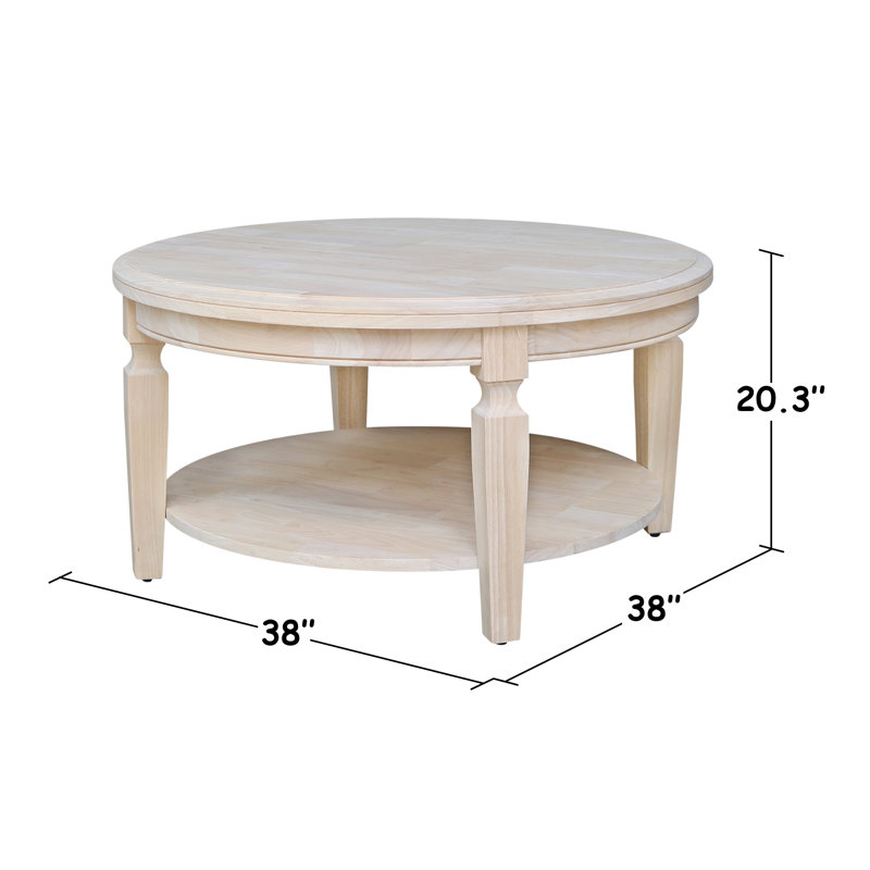 Table basse en bois massif avec rangement Christos, Brut / prêt à finir