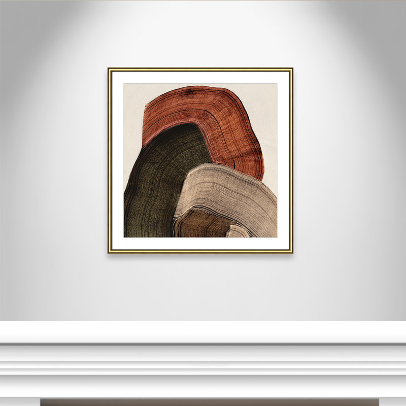 «Folded Earth I» par Casa Fine Arts, L 33,25 po x H 33,25 po, Imprimé mat, Or classique