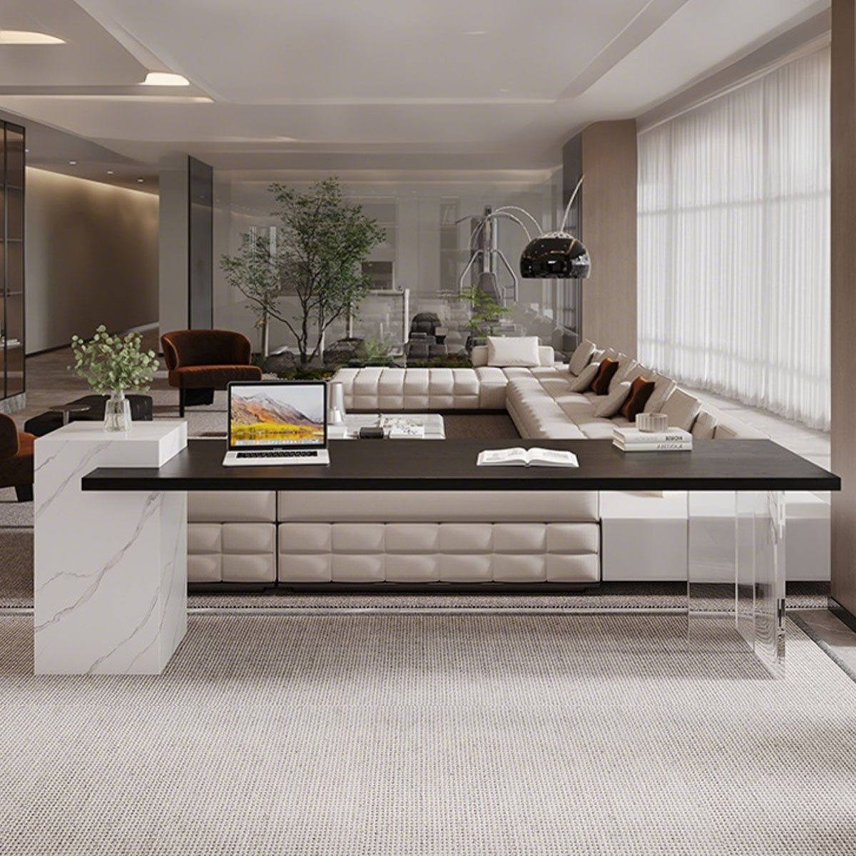 Image showcasing ANQUANYAN Modern Minimalist Solid Wood Desk for Living Room | Wayfair