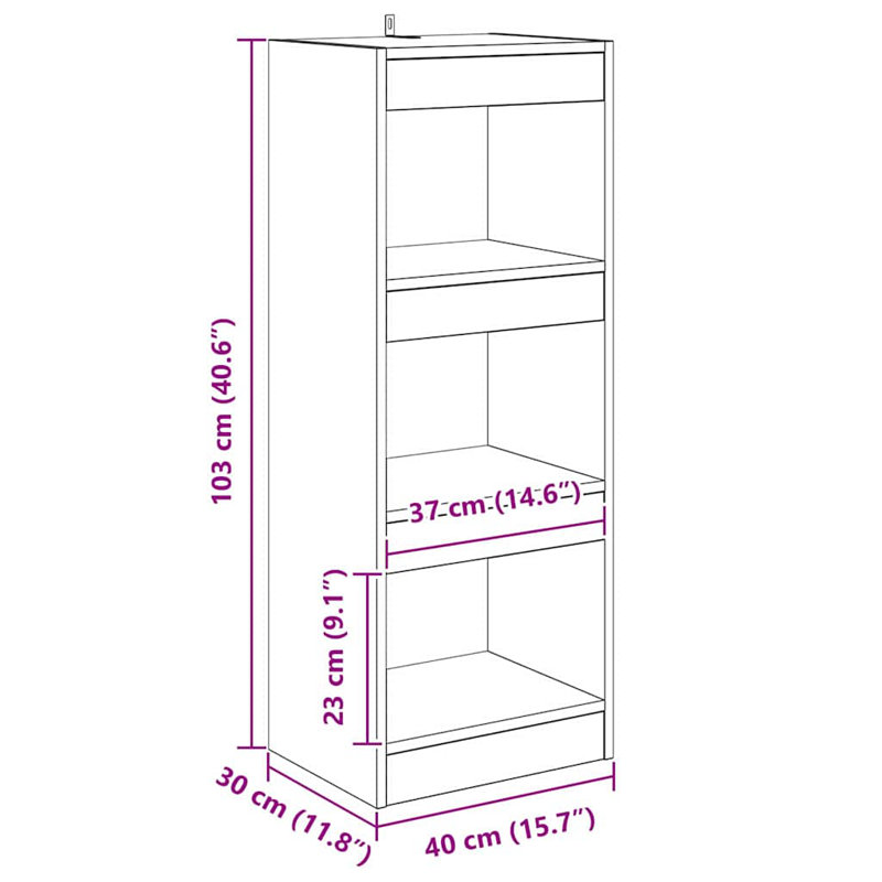 Standard Bookcase, Dark Brown, (3 Shelves) 103cm H x 30cm W x 40cm D