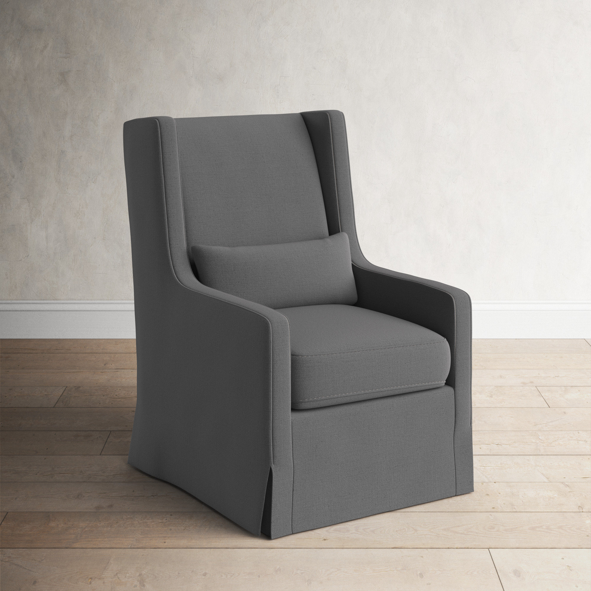 Laurence Upholstered Swivel Wingback Chair, Jette Linen