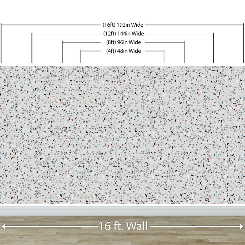 Murale Grise Terrazzo, L 144 po x l 108 po