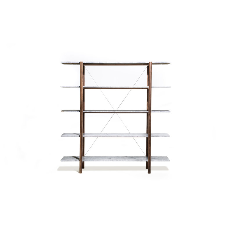 Bibliothèque étagère en bois massif, (5 tablettes) H 66,93 po x l 62,99 po x P 13,78 po