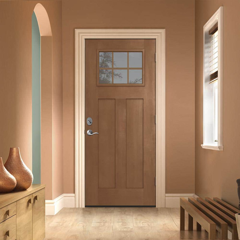 36 in. x 80 in. Left-Hand Craftsman 6 Lite Clear Glass Hazelnut Stain Fiberglass Prehung Front Door with Brickmould 36 in. x 80 in. Left-Hand Craftsman 6 Lite Clear Glass Hazelnut Stain Fiberglass Prehung Front Door with Brickmould
