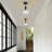 Black Ribbed Glass Adjustable Pendant Light