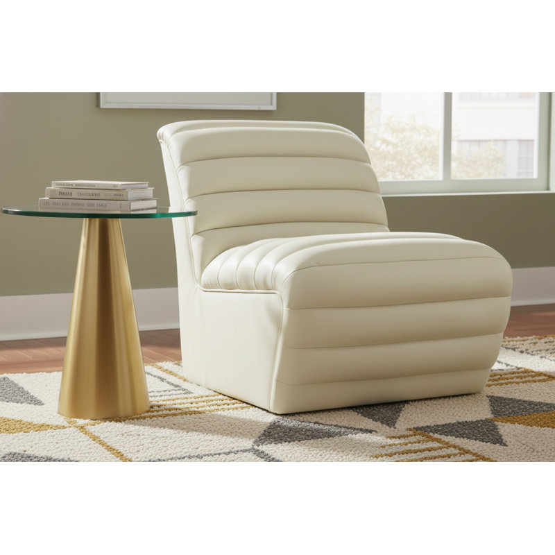 Fauteuil d'appoint en cuir Haowen Haowenn, Cuir crème végétalien