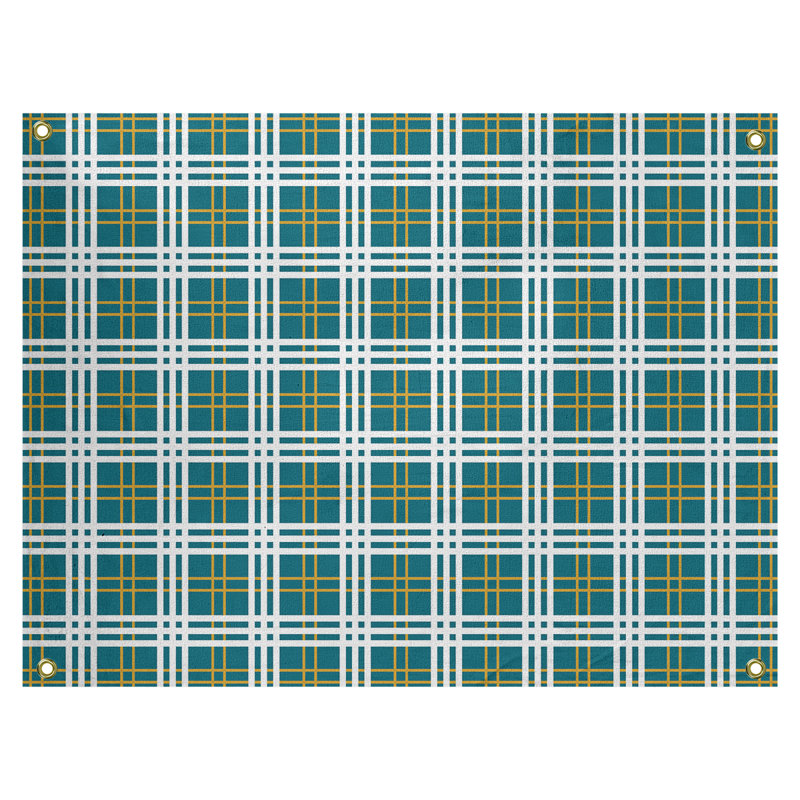 Tapisserie en polyester Jacksonville Luxury, Bleu sarcelle / or / blanc, H 59 po x l 80 po