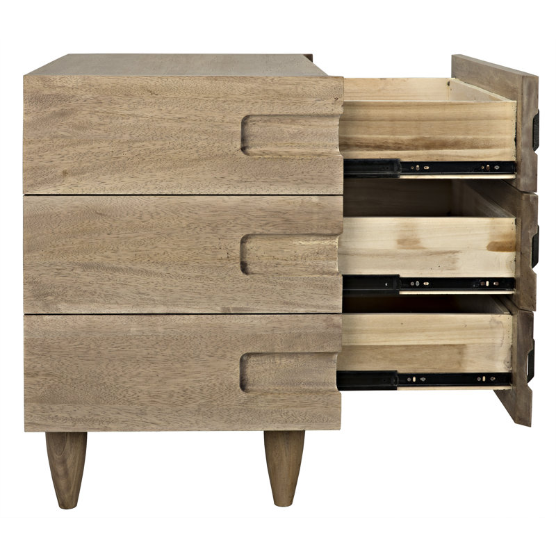 David Solid Wood End Table, Washed Walnut