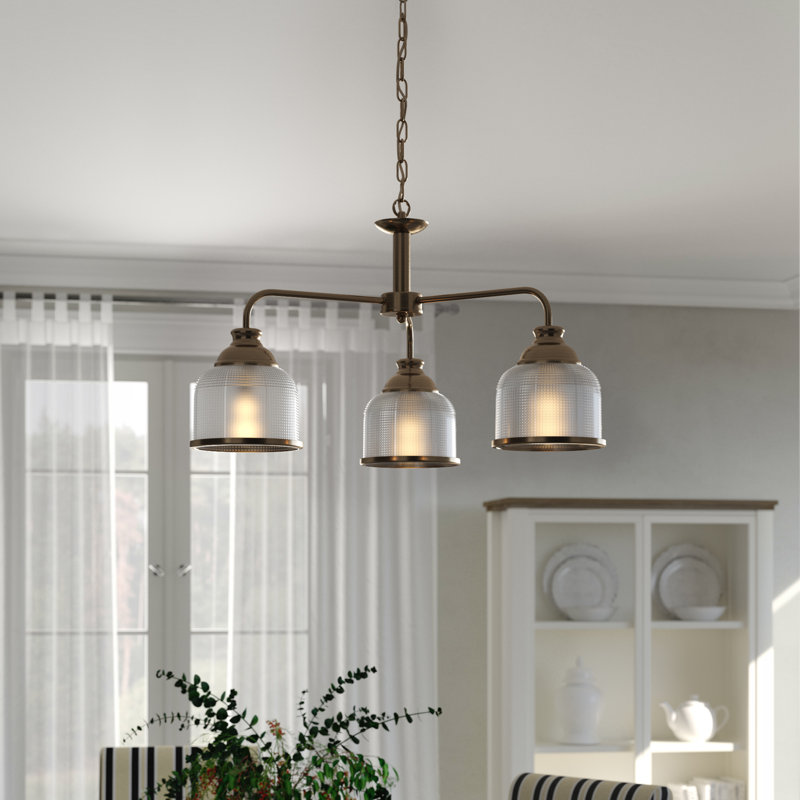 Georgetown Candle Style Chandelier, Antique Brass, 56cm W