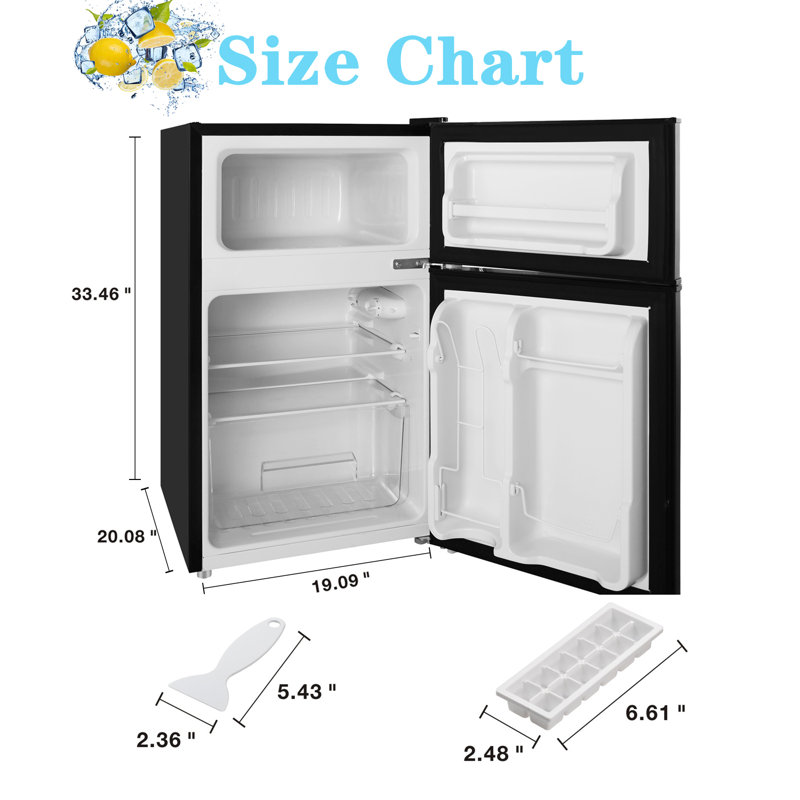 R.W.FLAME Retro 3.2 Cu. ft. Freestanding Mini Fridge with Freezer, Black
