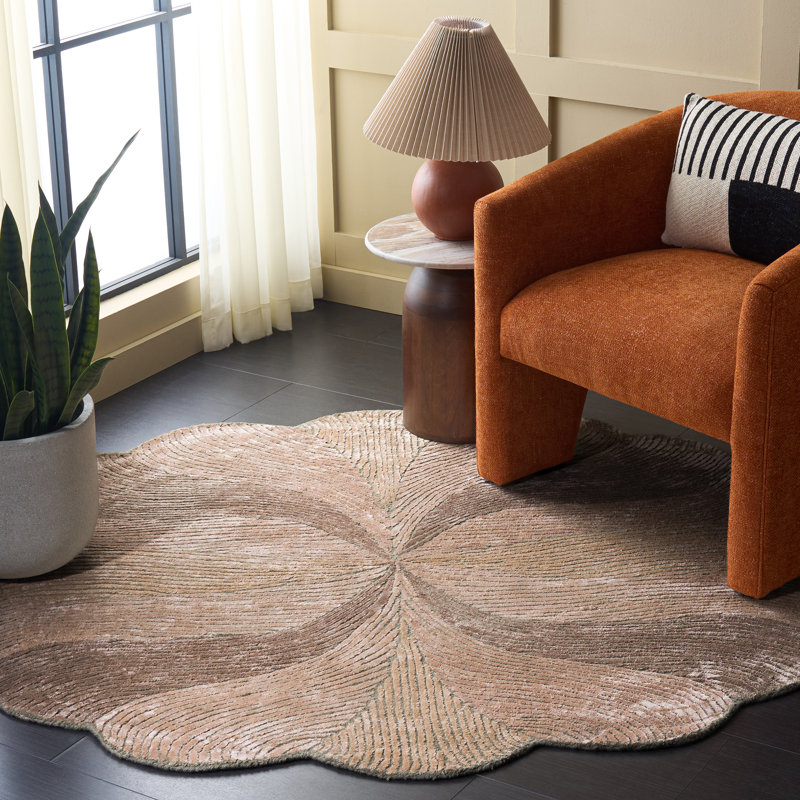 Tapis d'intérieur abstrait en laine, coton et laine touffetée à la main Fifth Avenue, Rond 5 pi