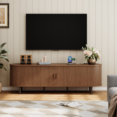TV Stand With Storage And Shelves Designed To Fit 55""-80" TVs